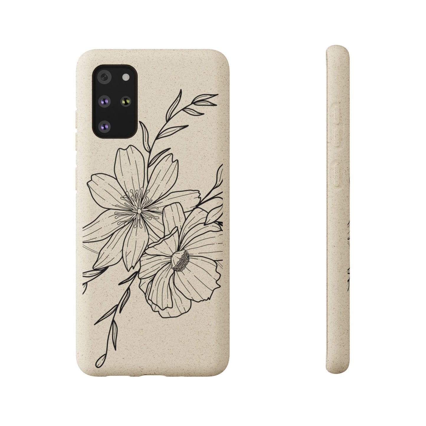 Eco-Friendly Floral Phone Case, Biodegradable Phone Cover, Sustainable Gift, Flower Design, Nature Lover, Green Product