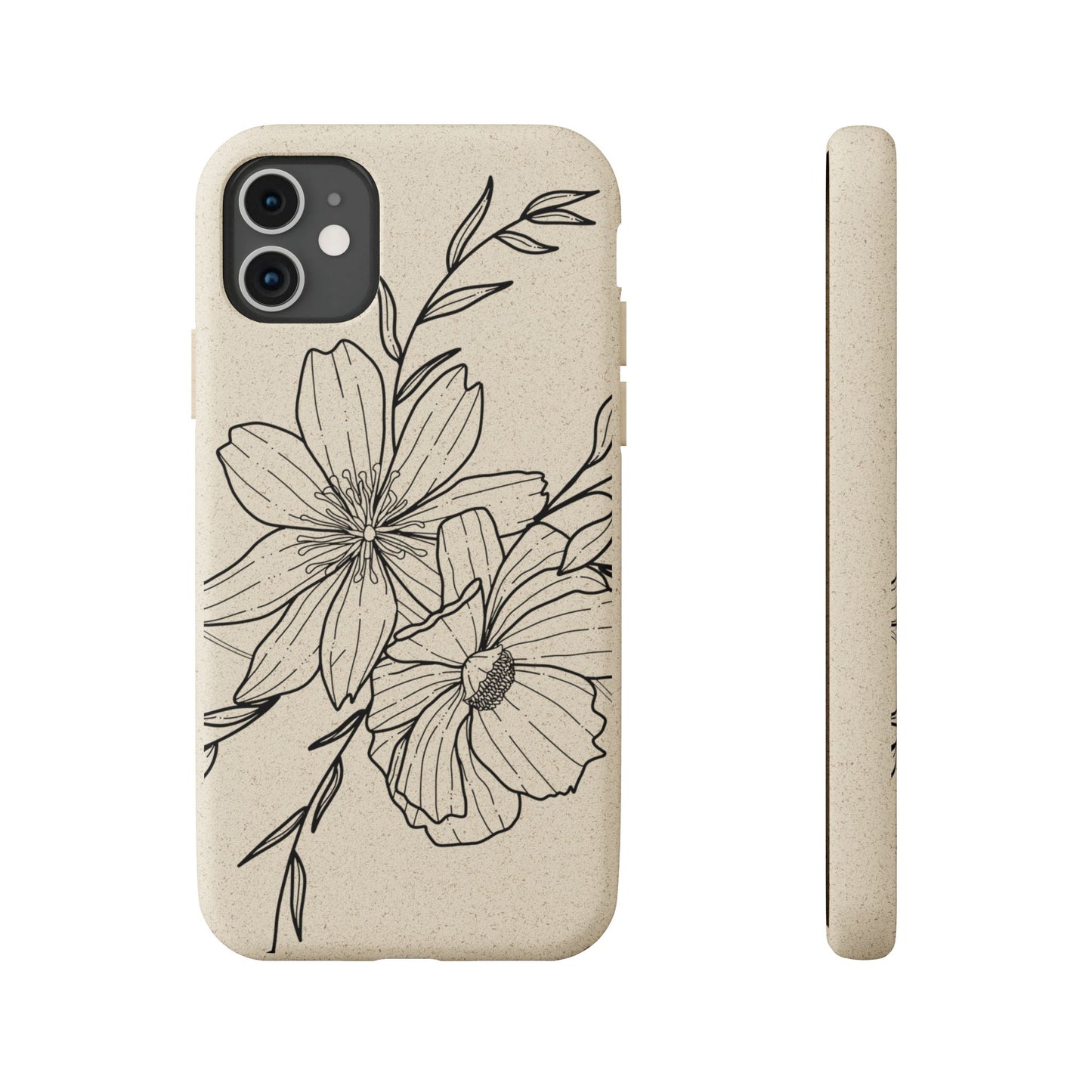 Eco-Friendly Floral Phone Case, Biodegradable Phone Cover, Sustainable Gift, Flower Design, Nature Lover, Green Product