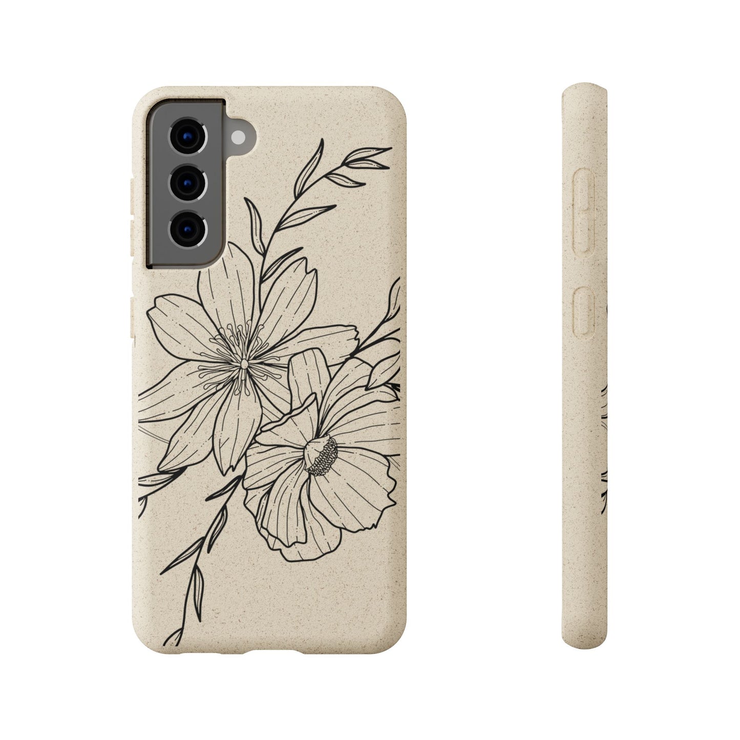 Eco-Friendly Floral Phone Case, Biodegradable Phone Cover, Sustainable Gift, Flower Design, Nature Lover, Green Product