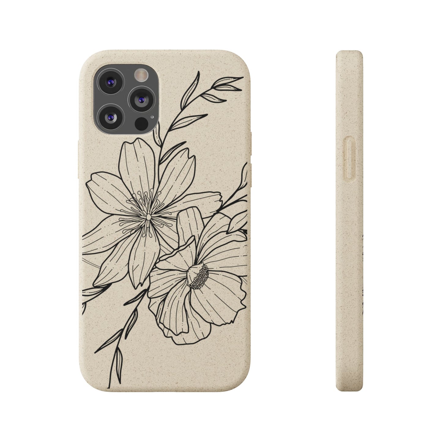 Eco-Friendly Floral Phone Case, Biodegradable Phone Cover, Sustainable Gift, Flower Design, Nature Lover, Green Product