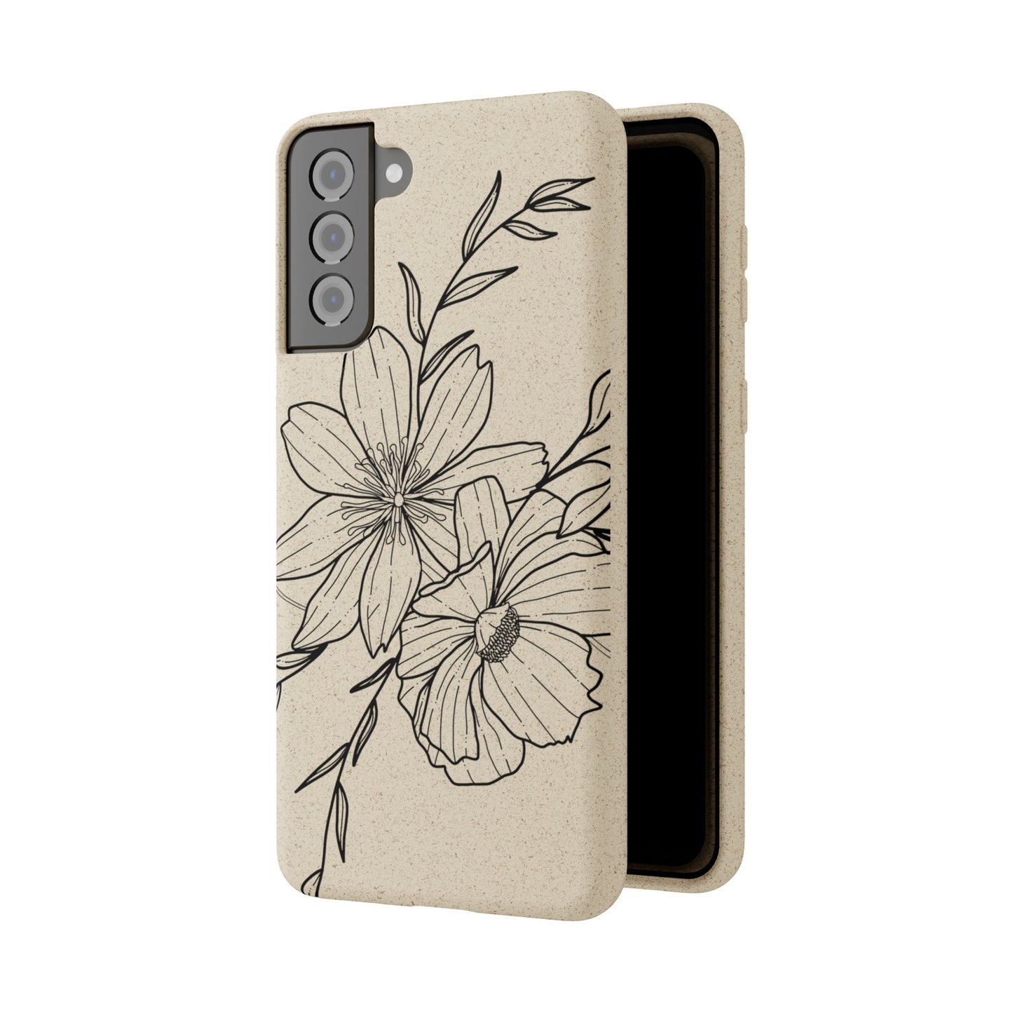 Eco-Friendly Floral Phone Case, Biodegradable Phone Cover, Sustainable Gift, Flower Design, Nature Lover, Green Product