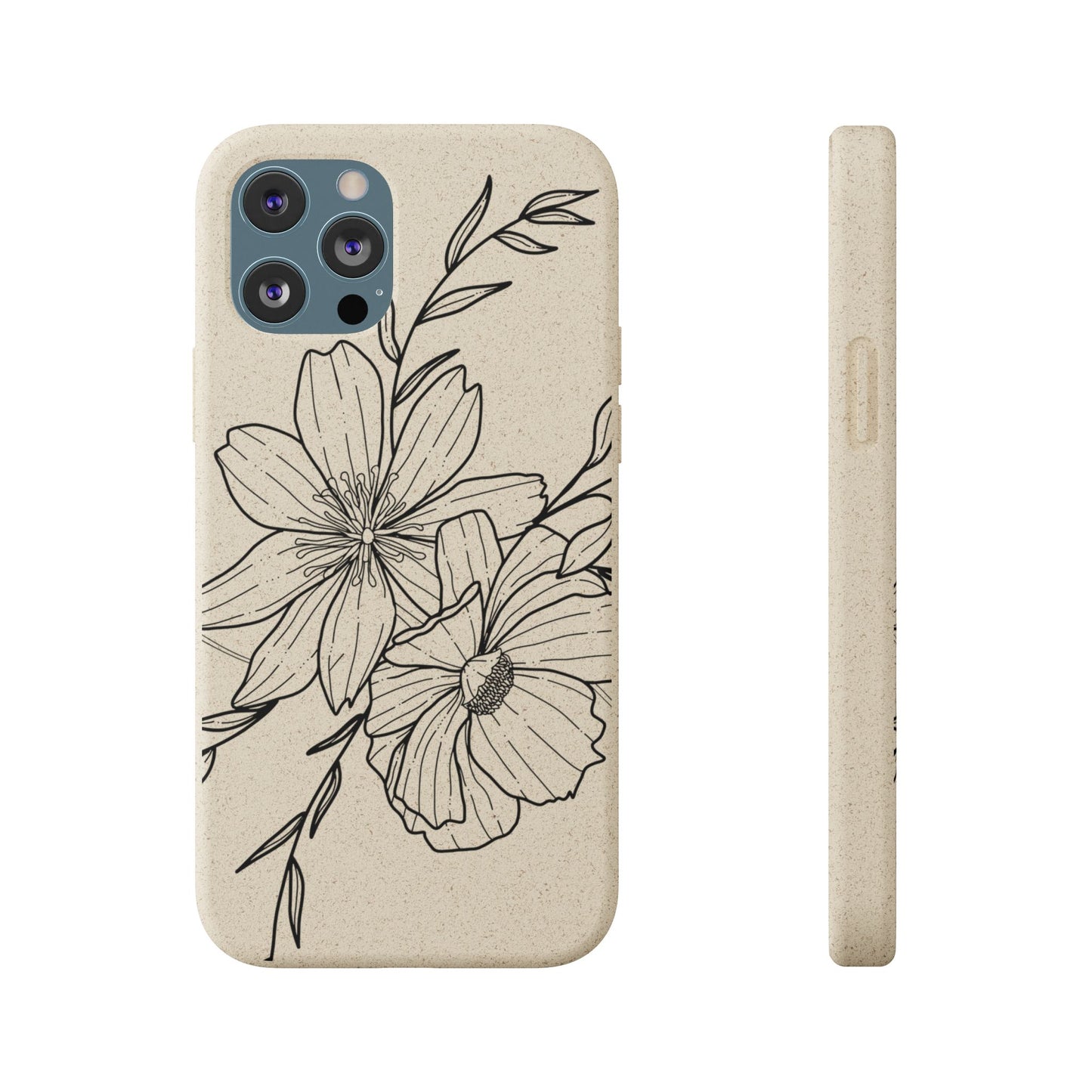 Eco-Friendly Floral Phone Case, Biodegradable Phone Cover, Sustainable Gift, Flower Design, Nature Lover, Green Product