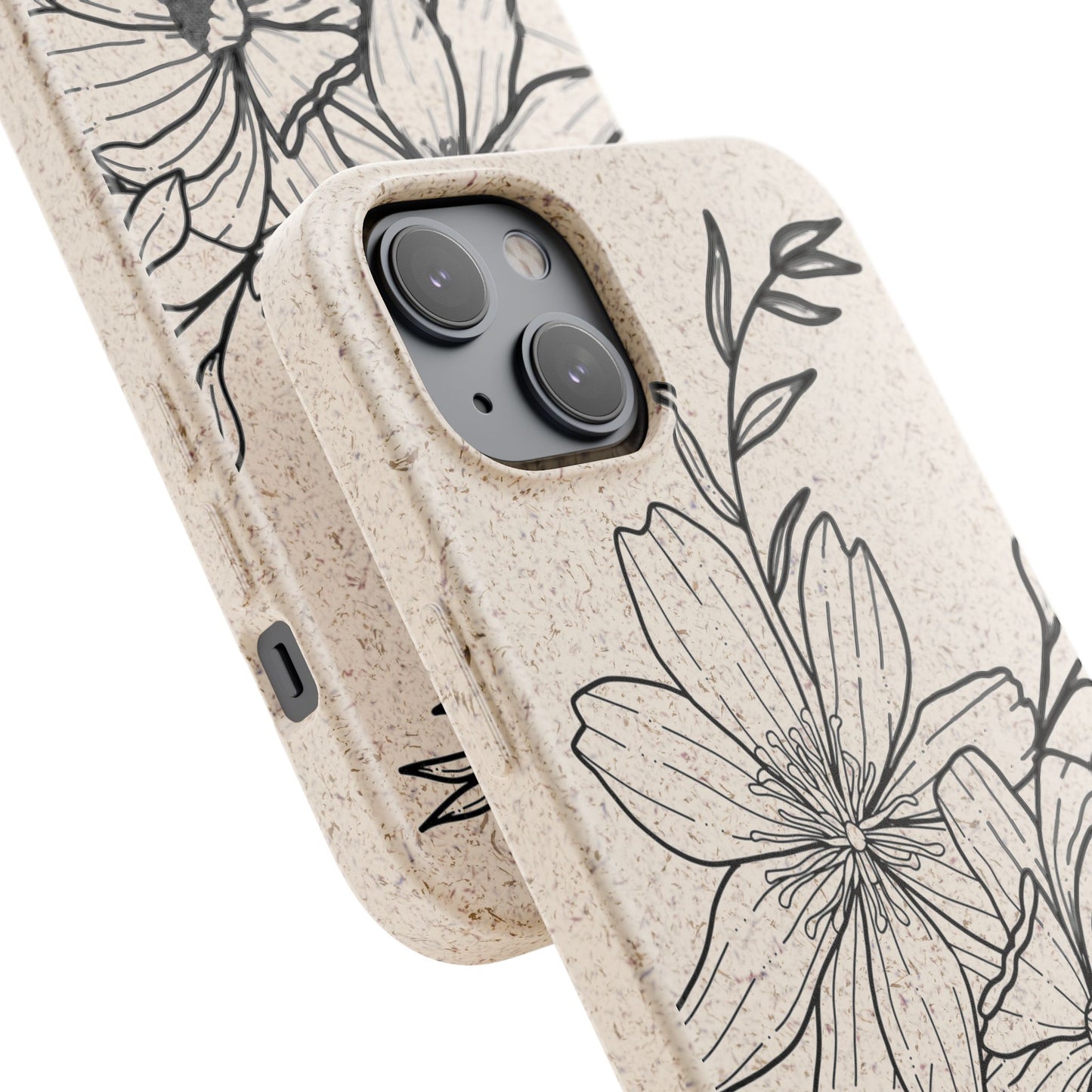 Eco-Friendly Floral Phone Case, Biodegradable Phone Cover, Sustainable Gift, Flower Design, Nature Lover, Green Product