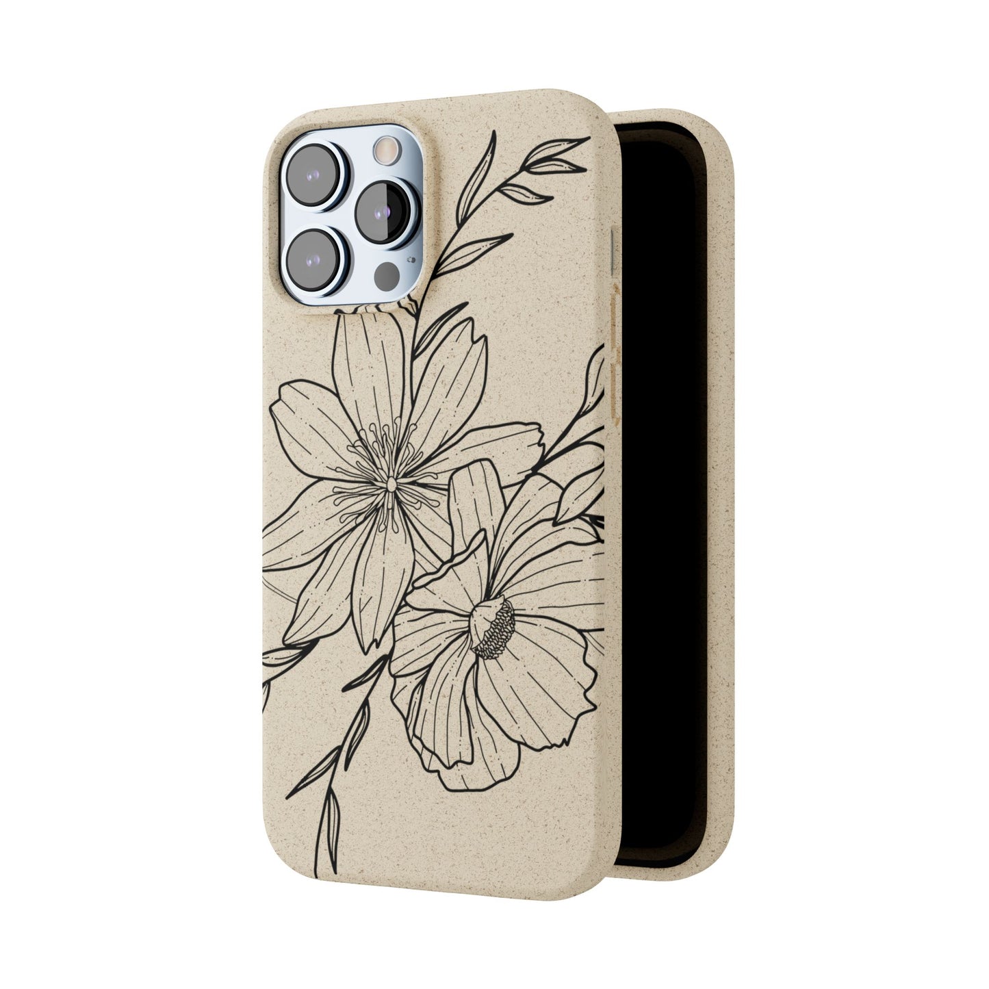 Eco-Friendly Floral Phone Case, Biodegradable Phone Cover, Sustainable Gift, Flower Design, Nature Lover, Green Product
