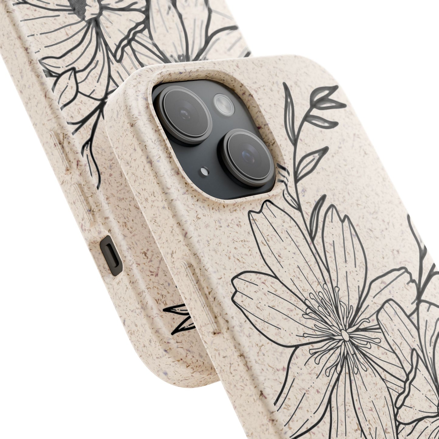 Eco-Friendly Floral Phone Case, Biodegradable Phone Cover, Sustainable Gift, Flower Design, Nature Lover, Green Product