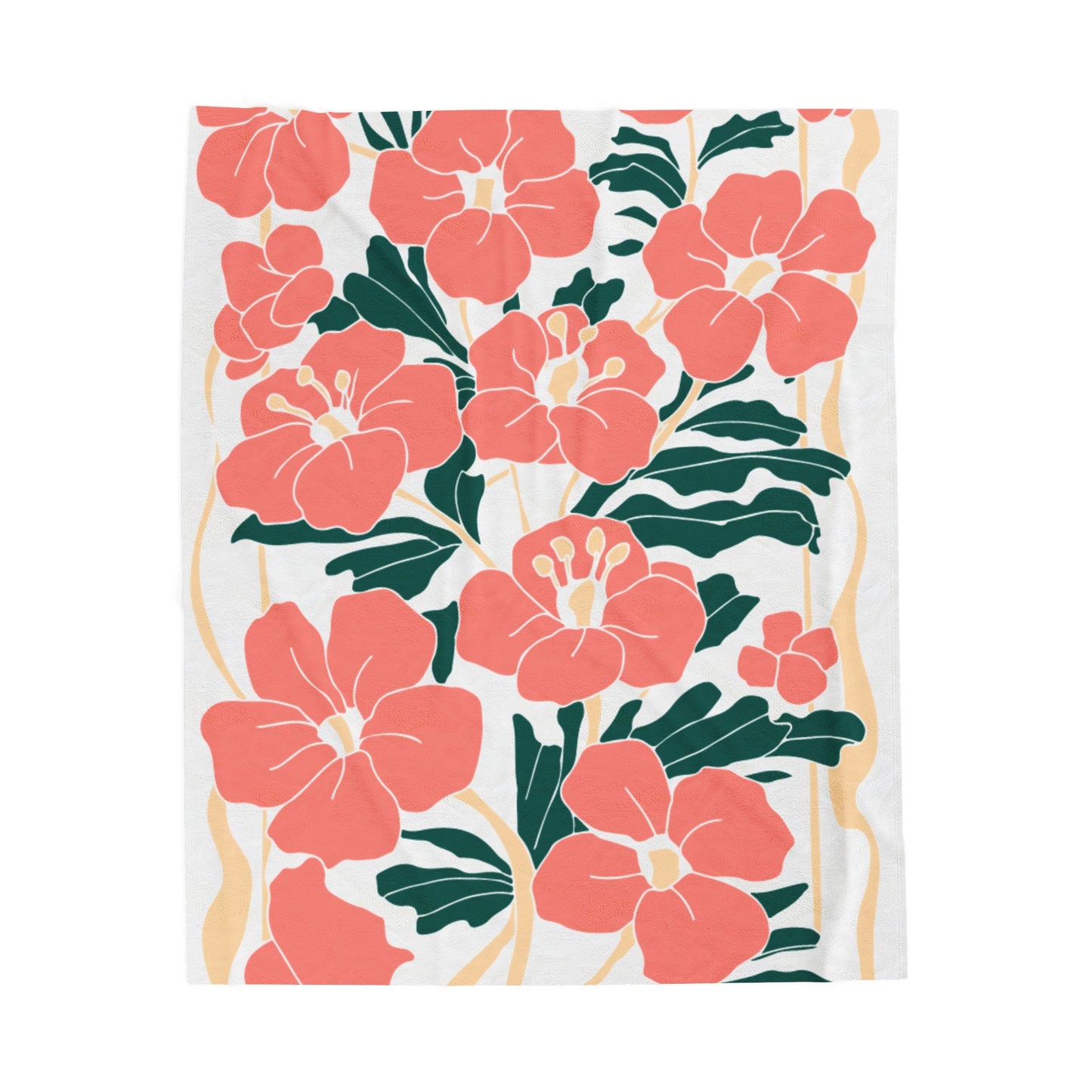 Floral Velveteen Plush Blanket - Coral Floral