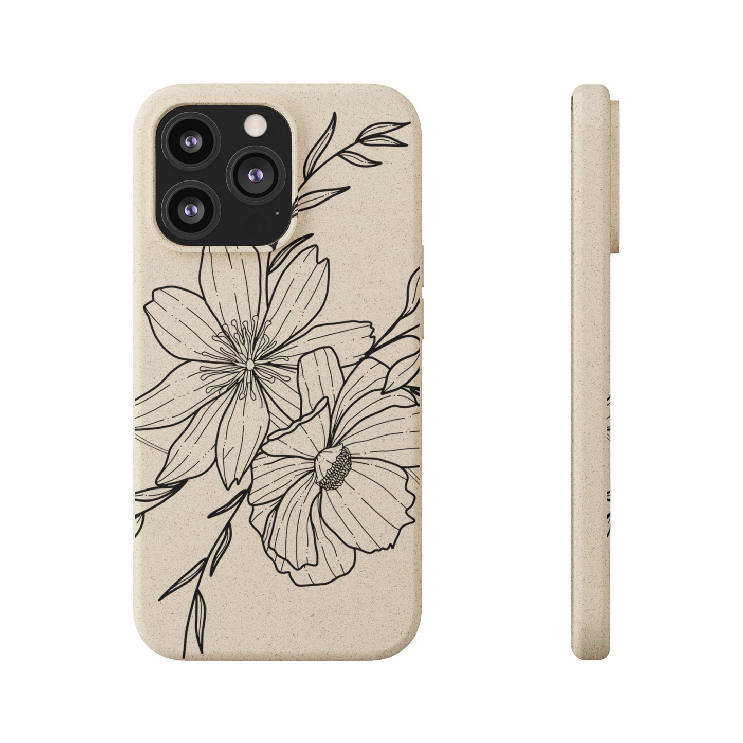 Eco-Friendly Floral Phone Case, Biodegradable Phone Cover, Sustainable Gift, Flower Design, Nature Lover, Green Product