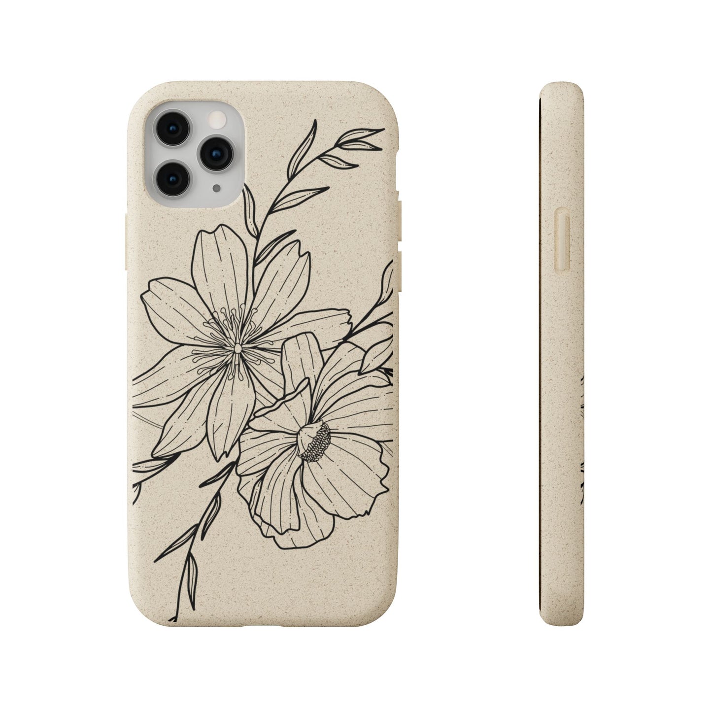 Eco-Friendly Floral Phone Case, Biodegradable Phone Cover, Sustainable Gift, Flower Design, Nature Lover, Green Product