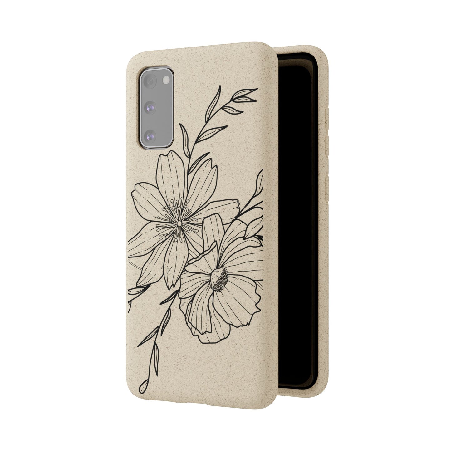 Eco-Friendly Floral Phone Case, Biodegradable Phone Cover, Sustainable Gift, Flower Design, Nature Lover, Green Product