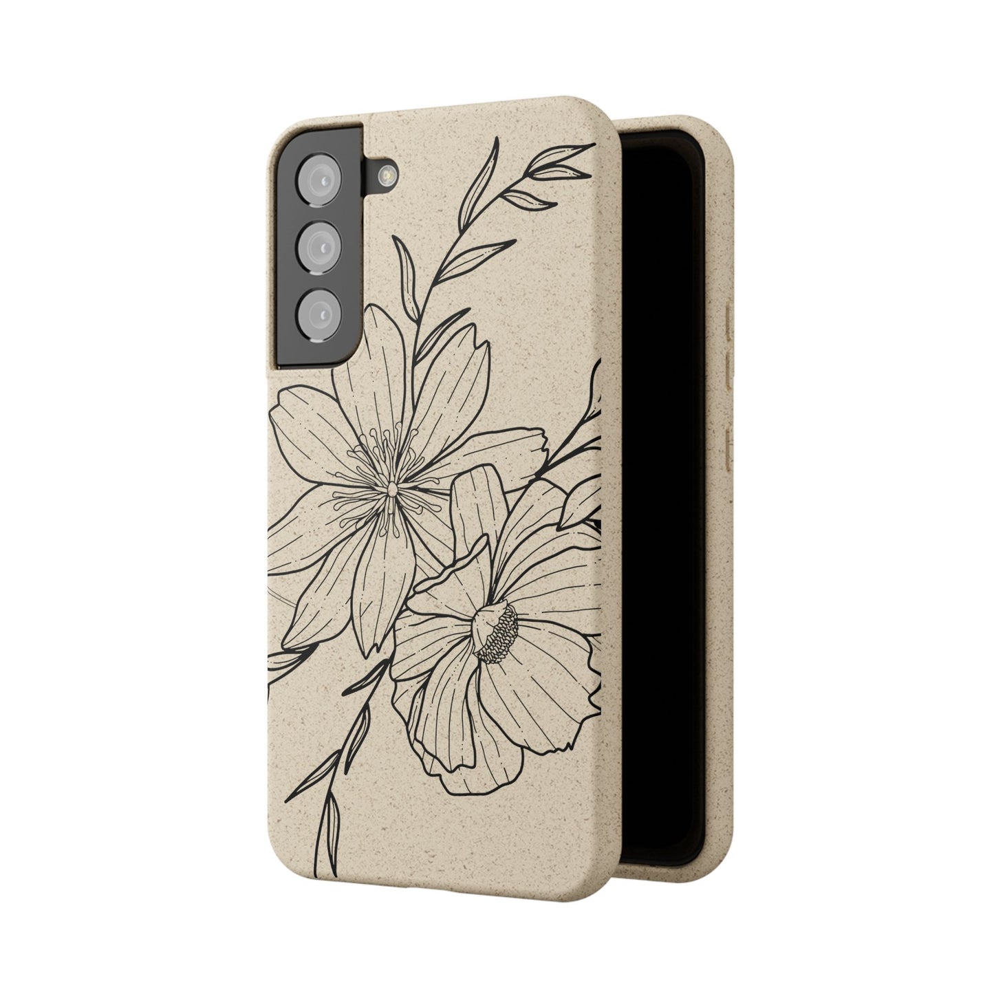Eco-Friendly Floral Phone Case, Biodegradable Phone Cover, Sustainable Gift, Flower Design, Nature Lover, Green Product