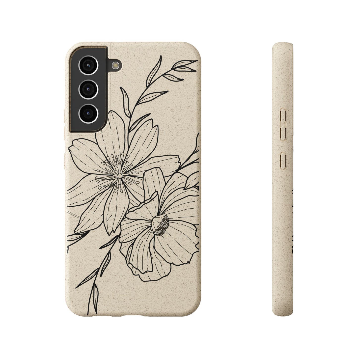 Eco-Friendly Floral Phone Case, Biodegradable Phone Cover, Sustainable Gift, Flower Design, Nature Lover, Green Product