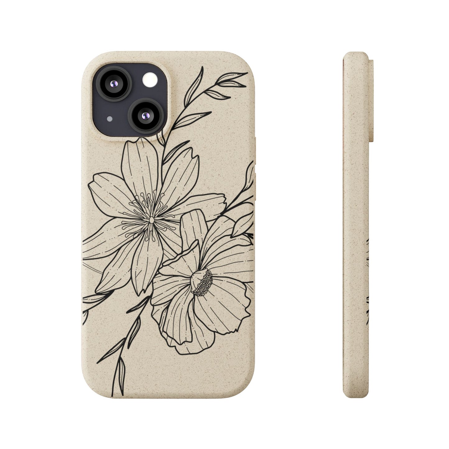 Eco-Friendly Floral Phone Case, Biodegradable Phone Cover, Sustainable Gift, Flower Design, Nature Lover, Green Product