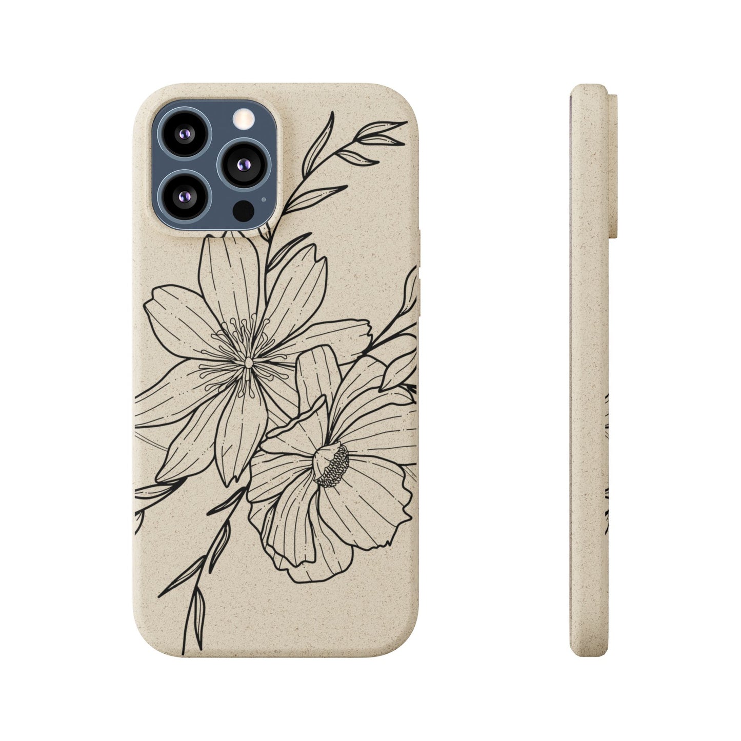 Eco-Friendly Floral Phone Case, Biodegradable Phone Cover, Sustainable Gift, Flower Design, Nature Lover, Green Product