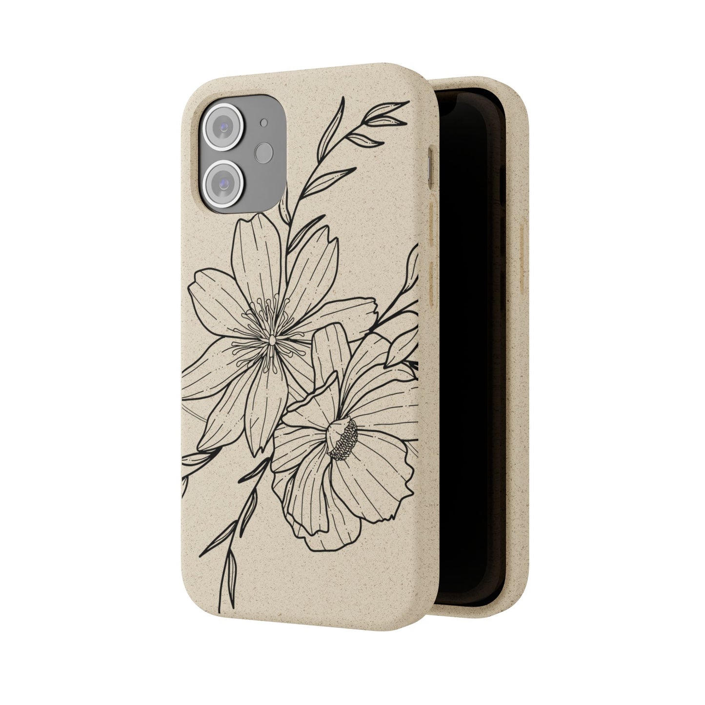Eco-Friendly Floral Phone Case, Biodegradable Phone Cover, Sustainable Gift, Flower Design, Nature Lover, Green Product
