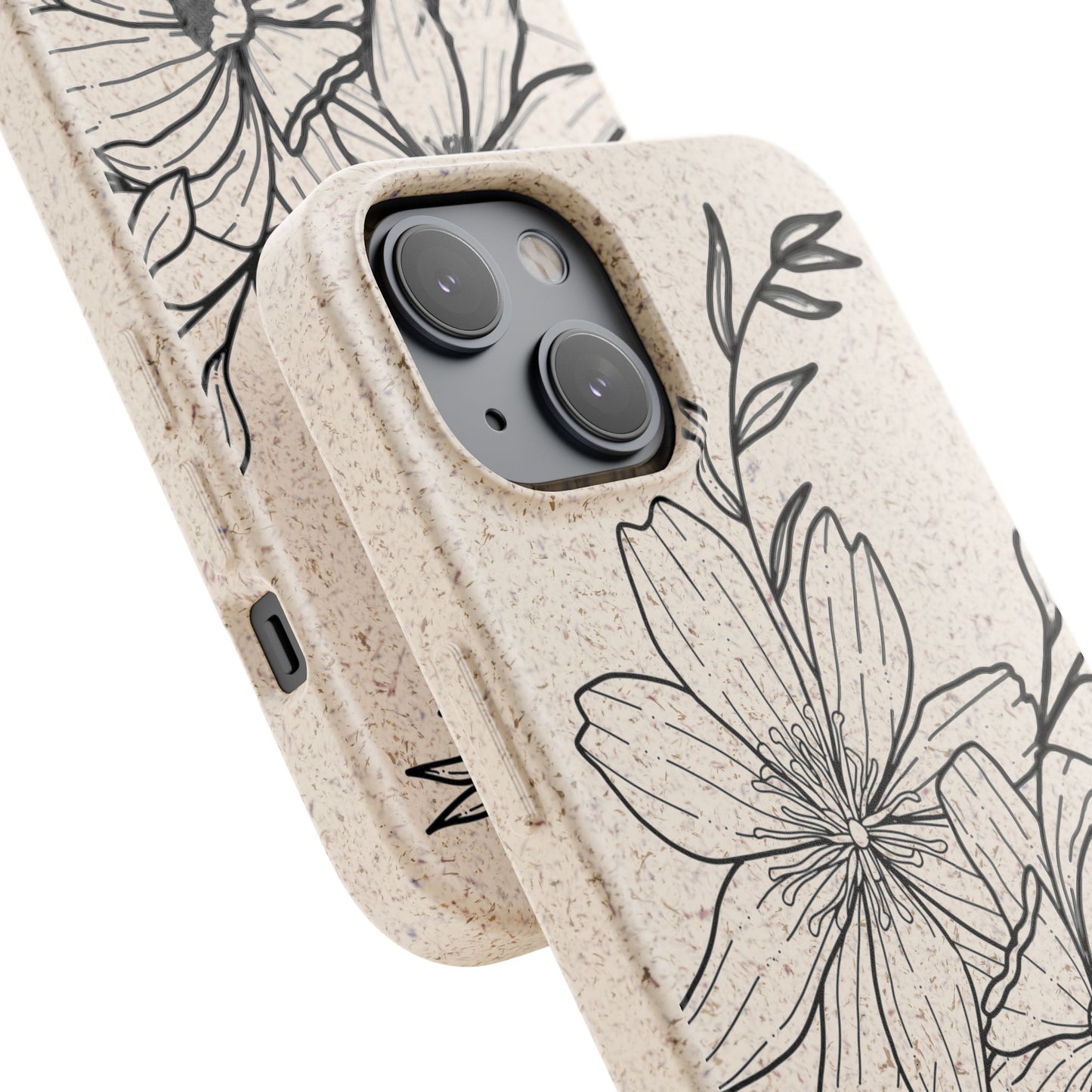 Eco-Friendly Floral Phone Case, Biodegradable Phone Cover, Sustainable Gift, Flower Design, Nature Lover, Green Product