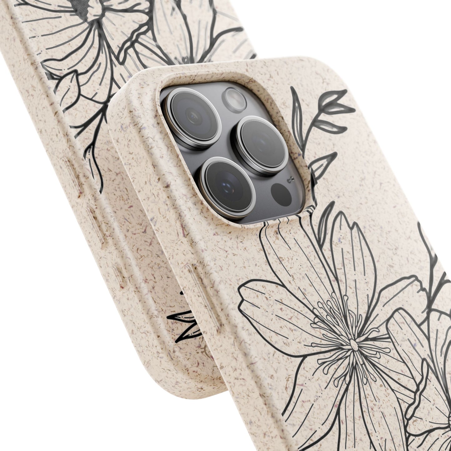 Eco-Friendly Floral Phone Case, Biodegradable Phone Cover, Sustainable Gift, Flower Design, Nature Lover, Green Product