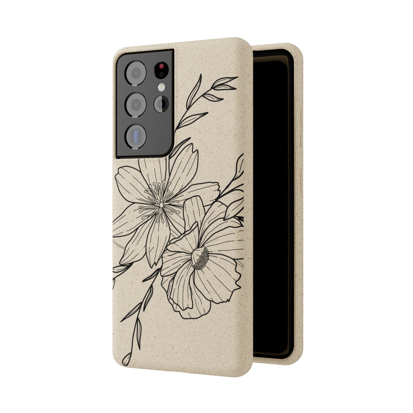 Eco-Friendly Floral Phone Case, Biodegradable Phone Cover, Sustainable Gift, Flower Design, Nature Lover, Green Product