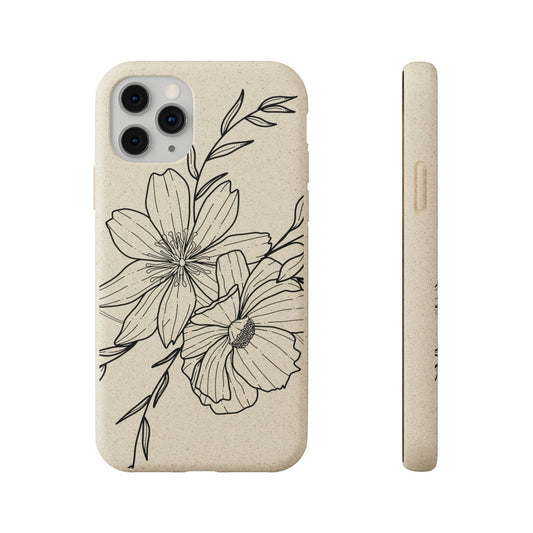 Eco-Friendly Floral Phone Case, Biodegradable Phone Cover, Sustainable Gift, Flower Design, Nature Lover, Green Product