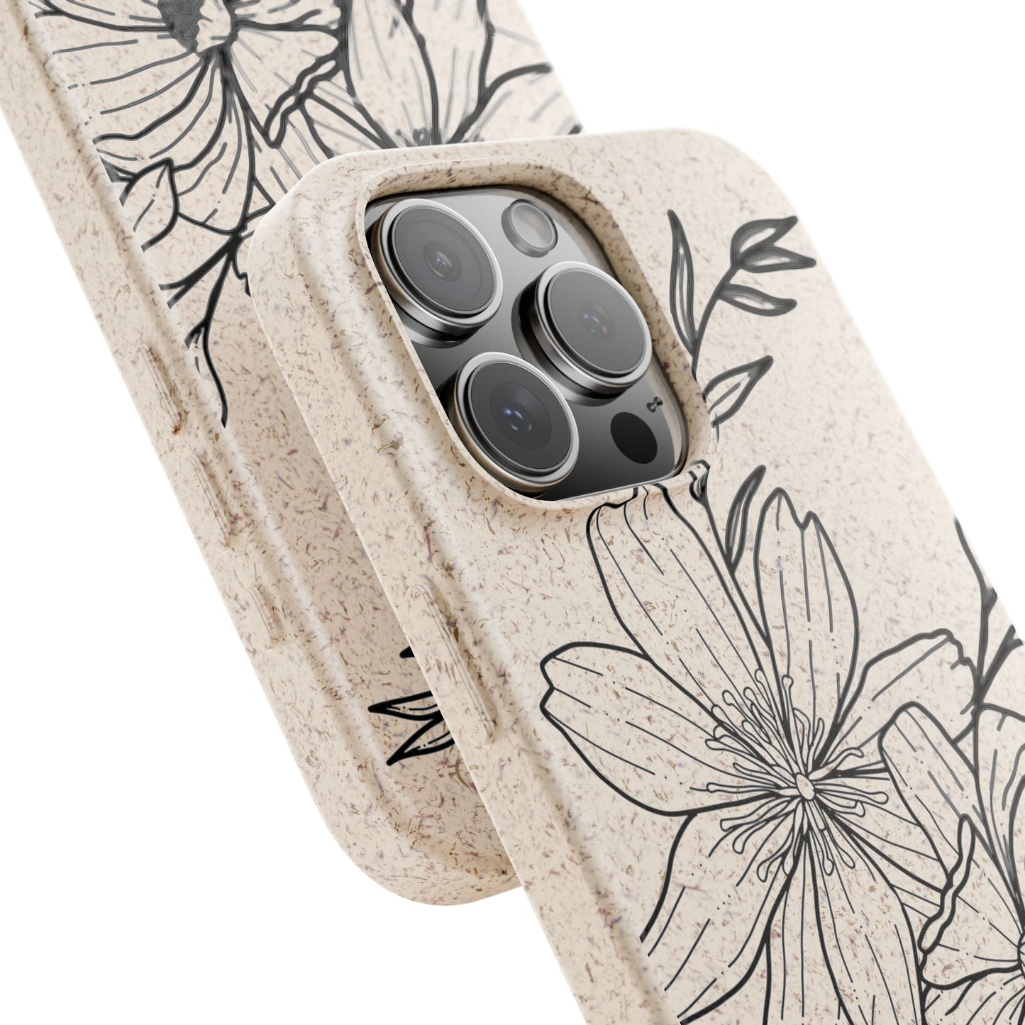 Eco-Friendly Floral Phone Case, Biodegradable Phone Cover, Sustainable Gift, Flower Design, Nature Lover, Green Product