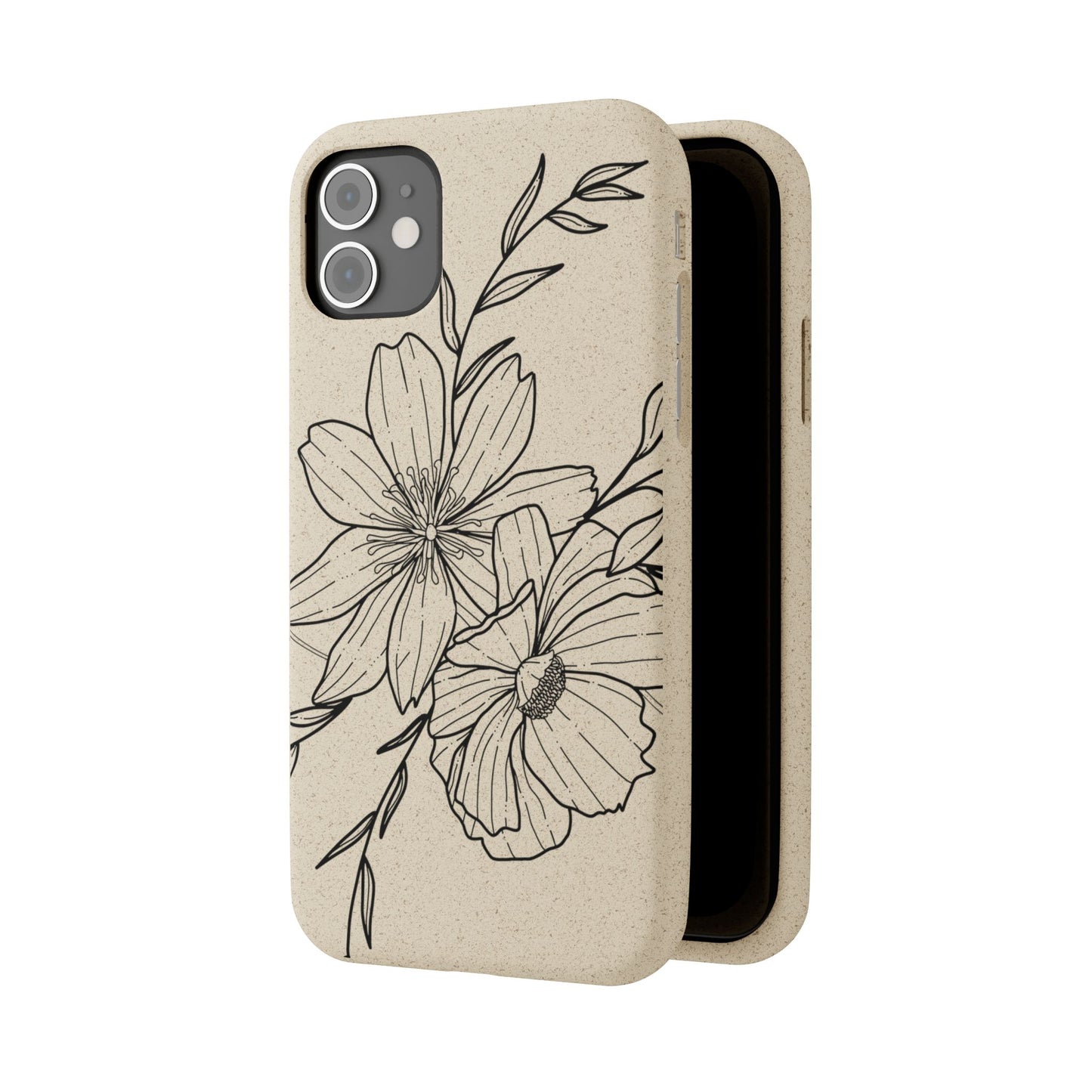 Eco-Friendly Floral Phone Case, Biodegradable Phone Cover, Sustainable Gift, Flower Design, Nature Lover, Green Product