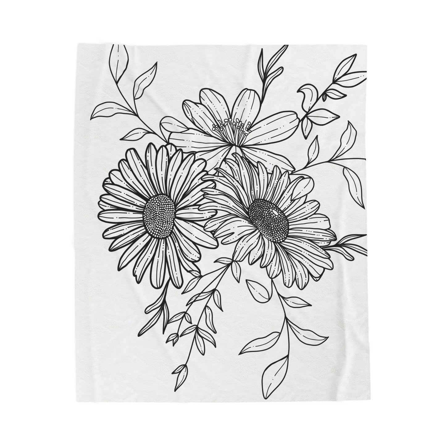 Boho Daisy Floral Velveteen Blanket