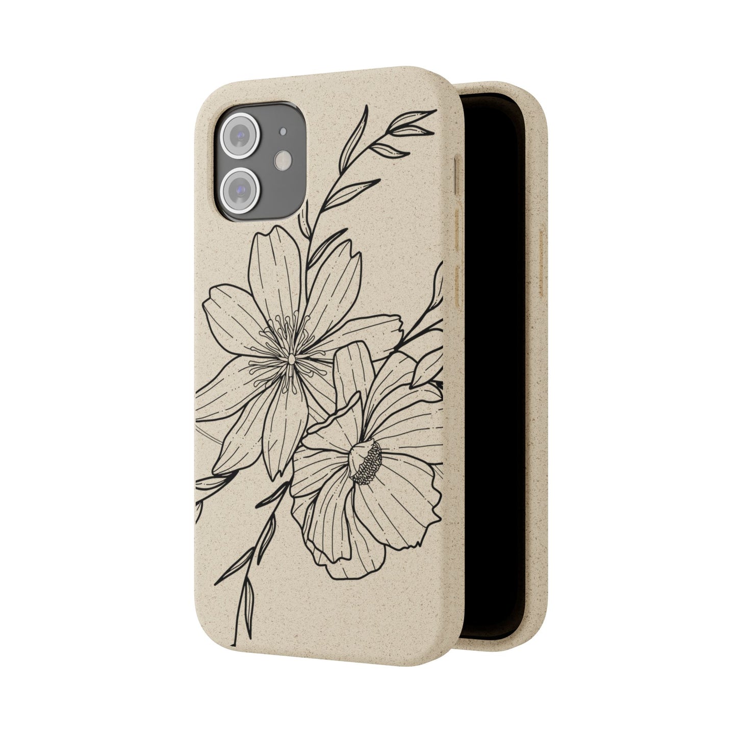 Eco-Friendly Floral Phone Case, Biodegradable Phone Cover, Sustainable Gift, Flower Design, Nature Lover, Green Product