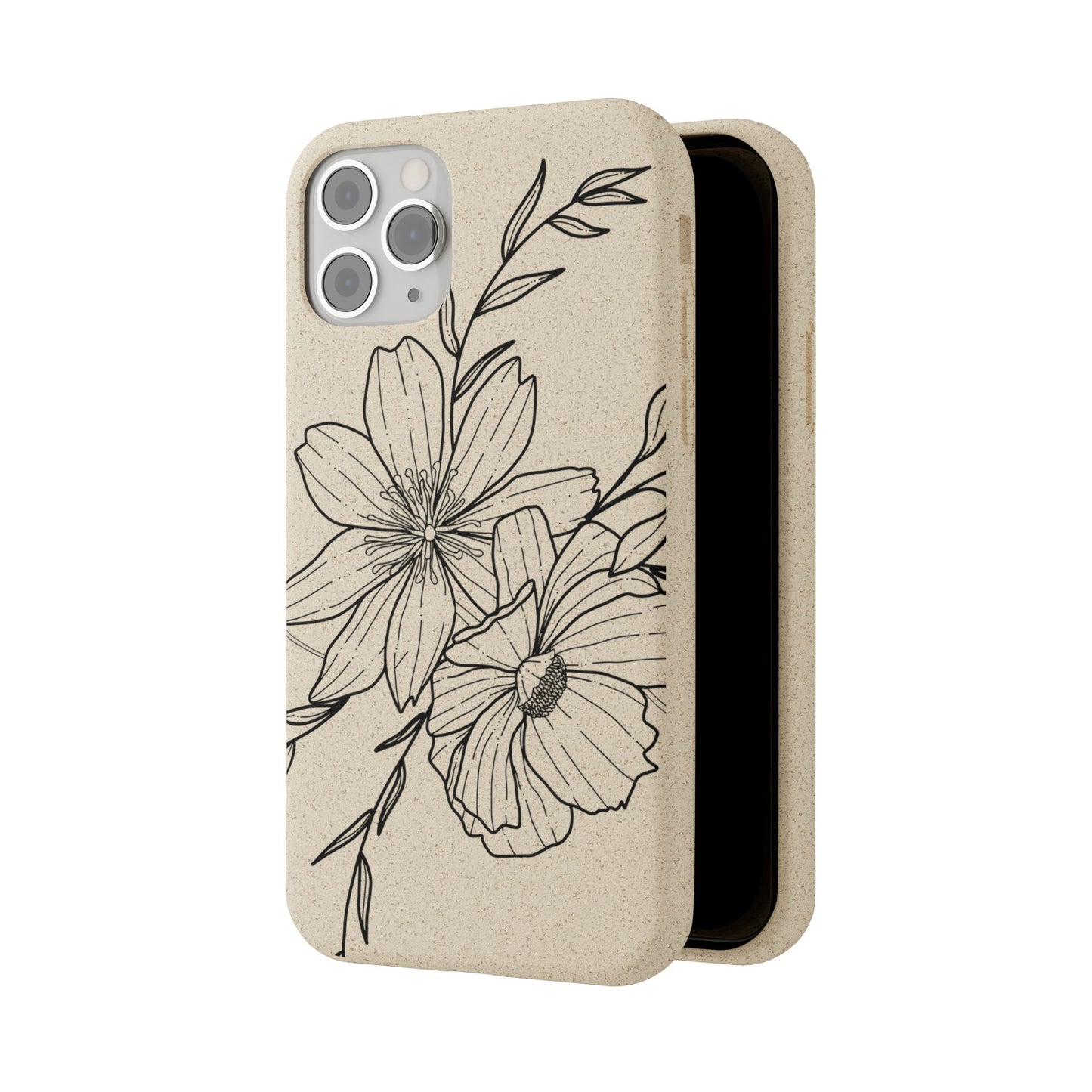 Eco-Friendly Floral Phone Case, Biodegradable Phone Cover, Sustainable Gift, Flower Design, Nature Lover, Green Product