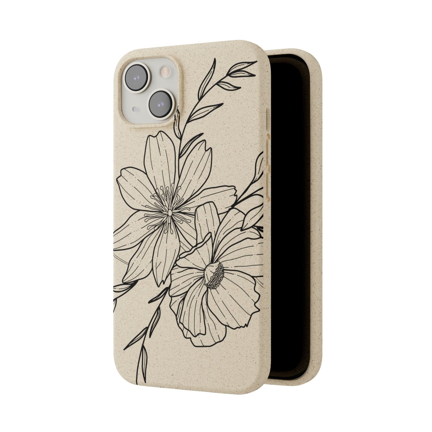 Eco-Friendly Floral Phone Case, Biodegradable Phone Cover, Sustainable Gift, Flower Design, Nature Lover, Green Product