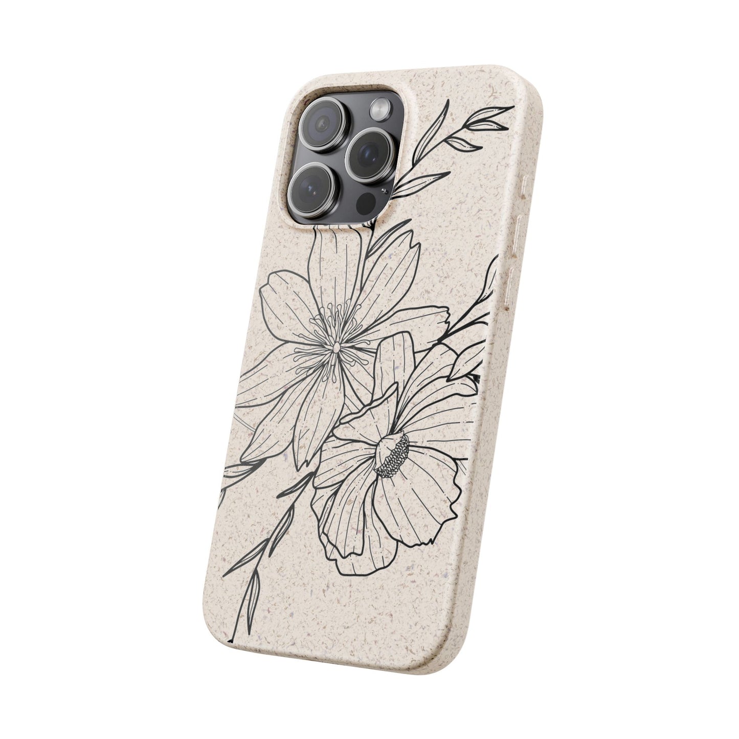 Eco-Friendly Floral Phone Case, Biodegradable Phone Cover, Sustainable Gift, Flower Design, Nature Lover, Green Product