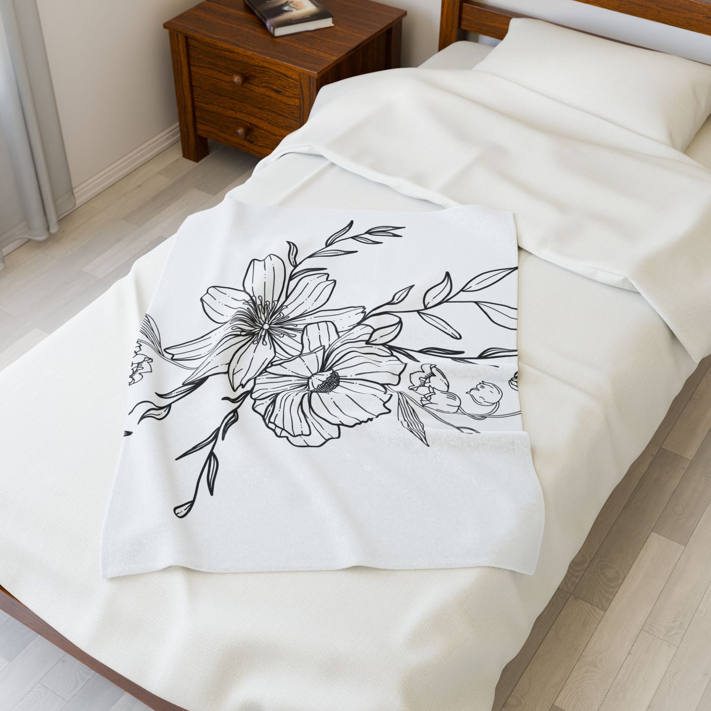 Floral Velveteen Plush Blanket