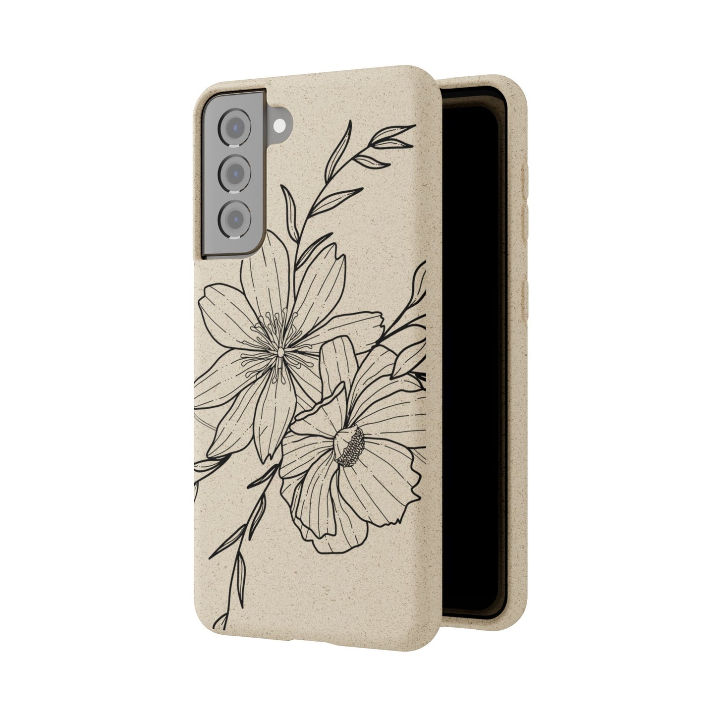 Eco-Friendly Floral Phone Case, Biodegradable Phone Cover, Sustainable Gift, Flower Design, Nature Lover, Green Product