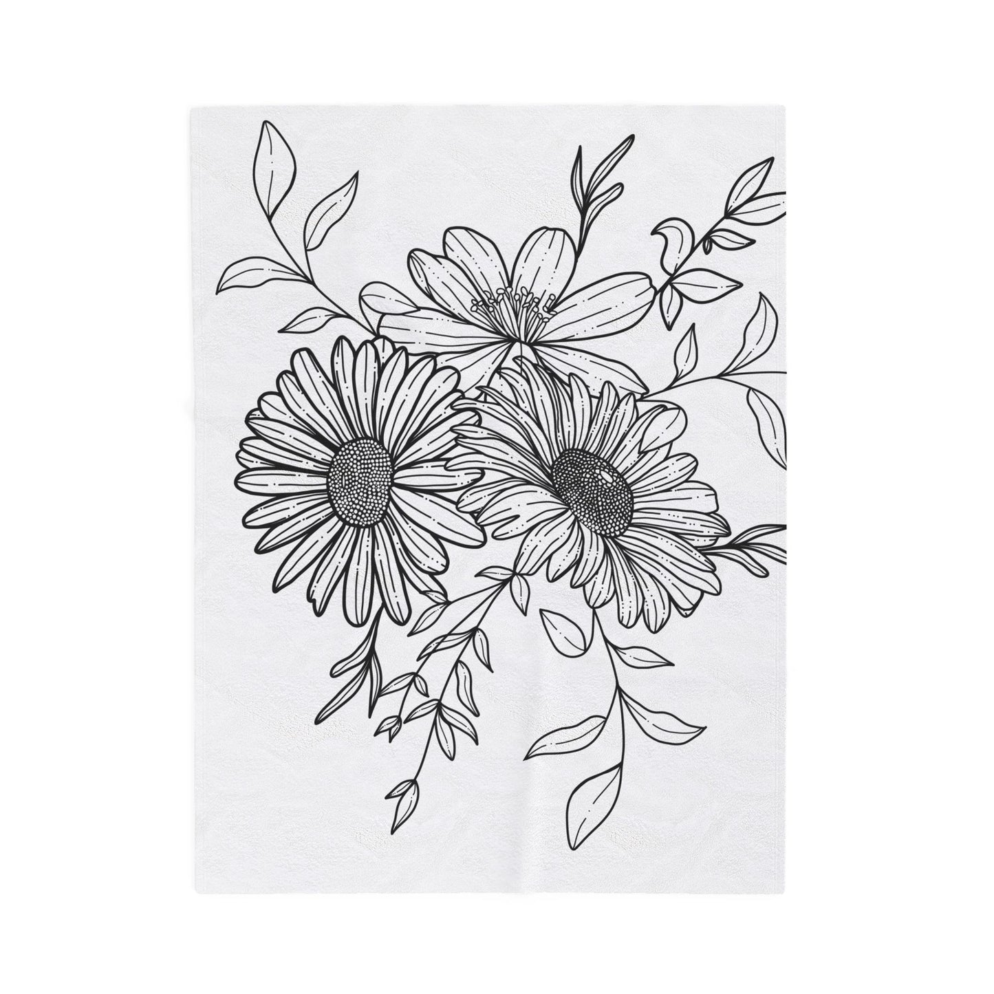 Boho Daisy Floral Velveteen Blanket
