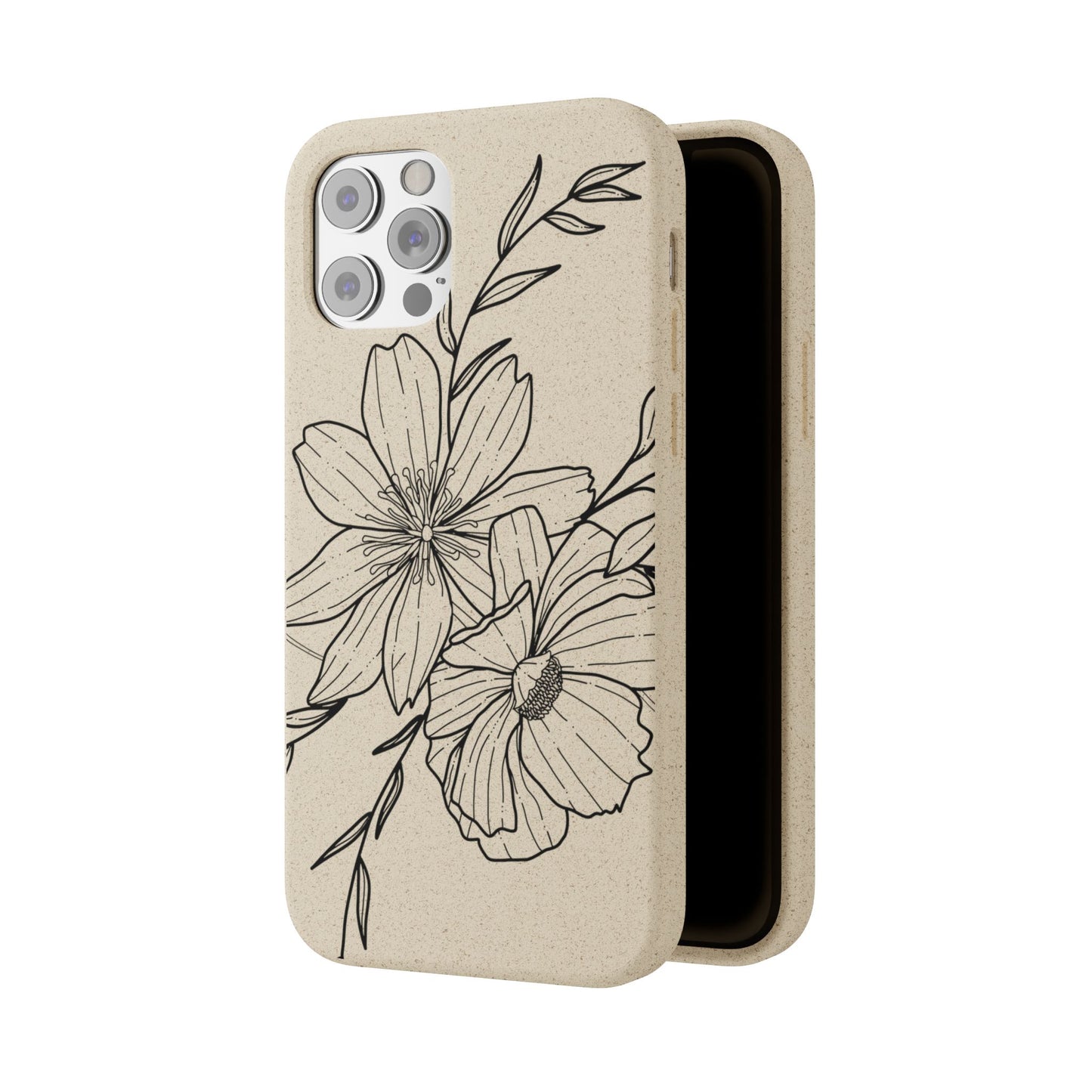 Eco-Friendly Floral Phone Case, Biodegradable Phone Cover, Sustainable Gift, Flower Design, Nature Lover, Green Product