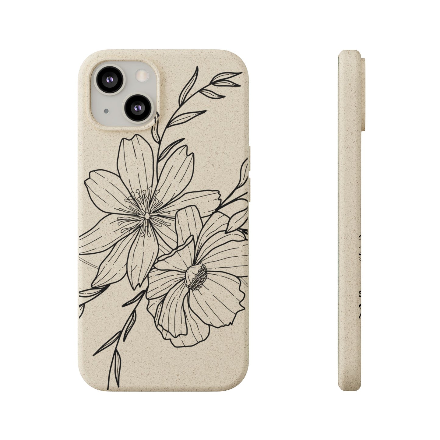 Eco-Friendly Floral Phone Case, Biodegradable Phone Cover, Sustainable Gift, Flower Design, Nature Lover, Green Product