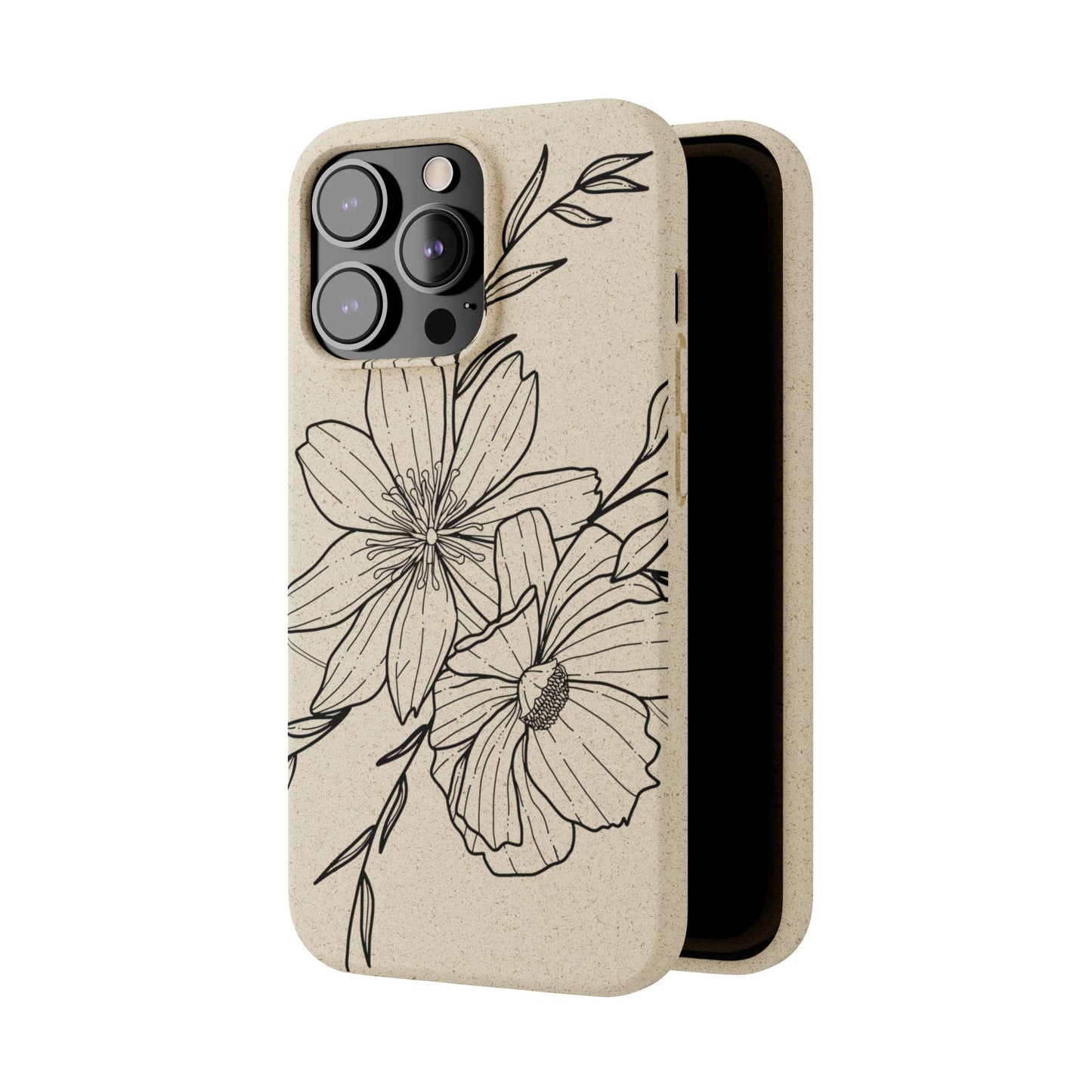 Eco-Friendly Floral Phone Case, Biodegradable Phone Cover, Sustainable Gift, Flower Design, Nature Lover, Green Product
