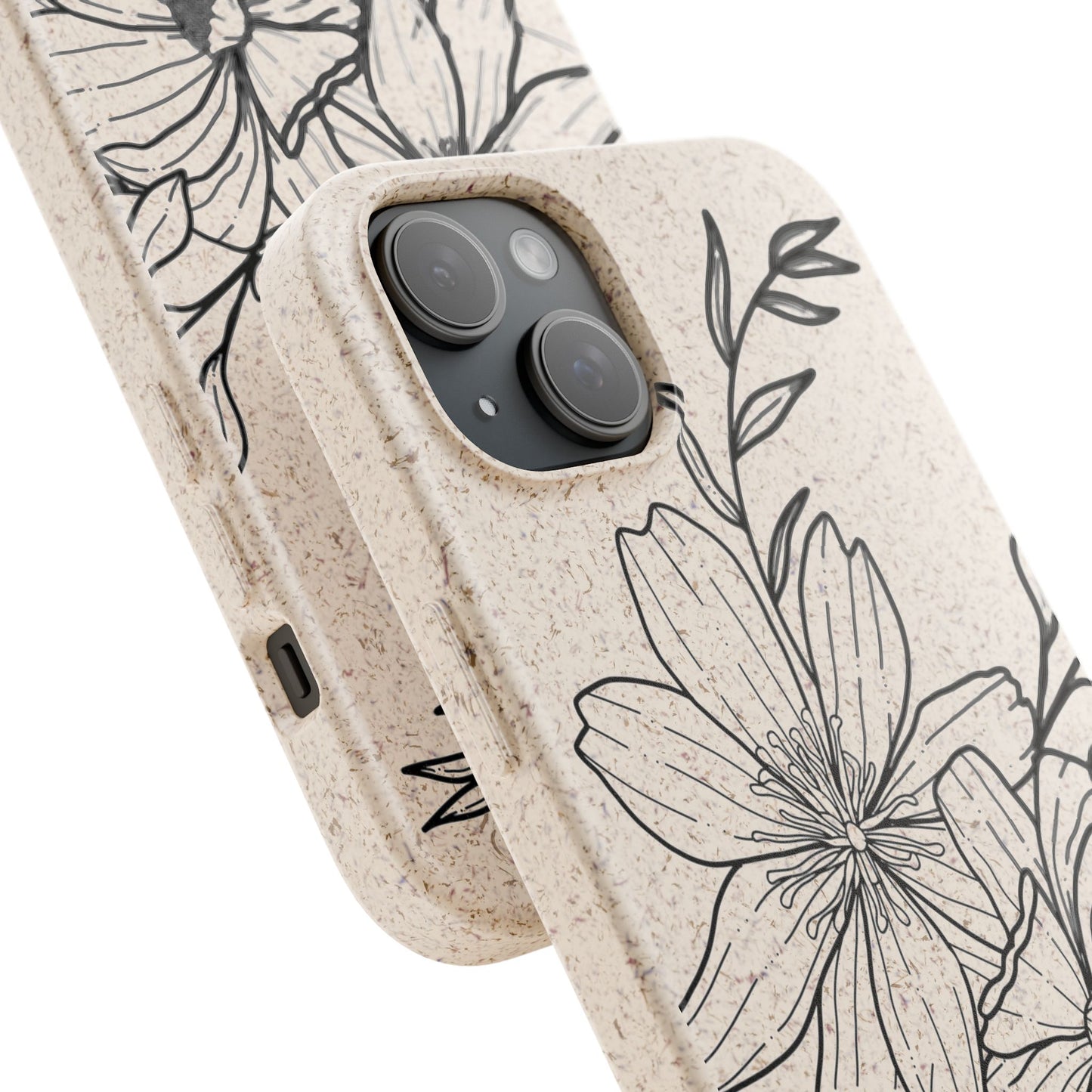 Eco-Friendly Floral Phone Case, Biodegradable Phone Cover, Sustainable Gift, Flower Design, Nature Lover, Green Product