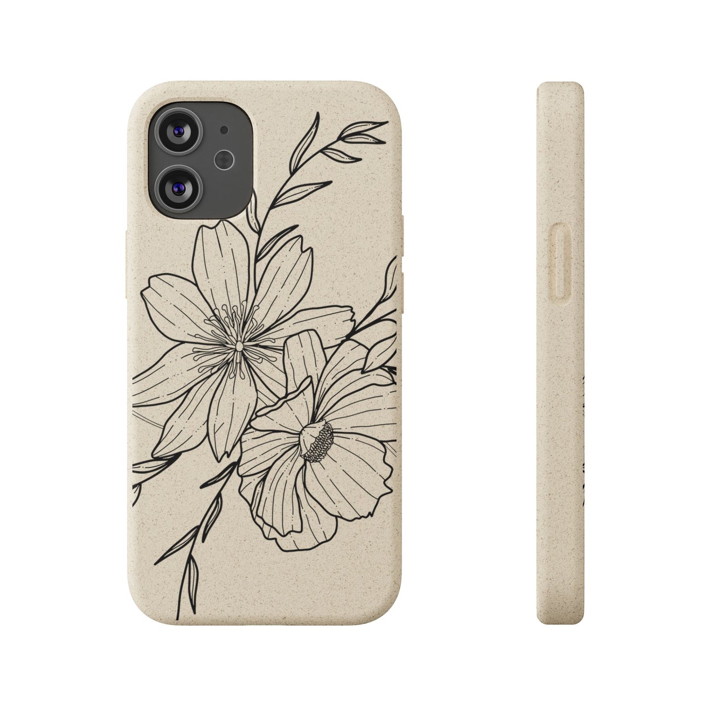 Eco-Friendly Floral Phone Case, Biodegradable Phone Cover, Sustainable Gift, Flower Design, Nature Lover, Green Product