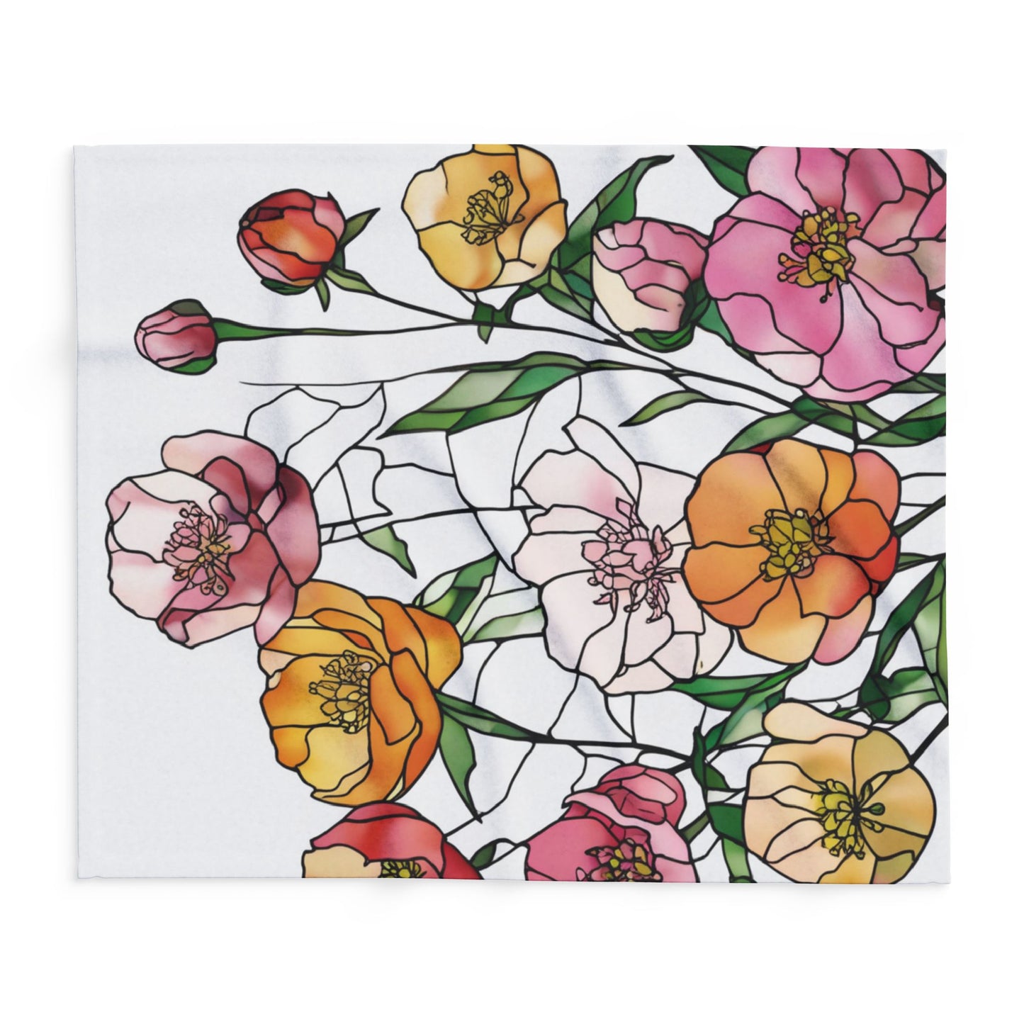 Arctic Fleece Blanket - Vibrant Floral Peony