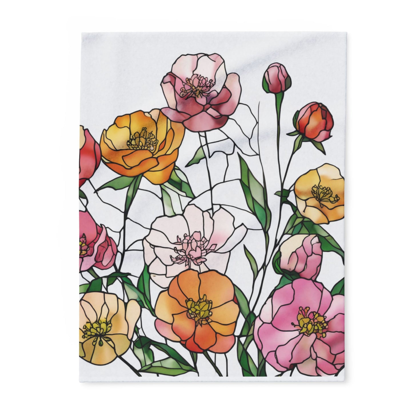 Arctic Fleece Blanket - Vibrant Floral Peony