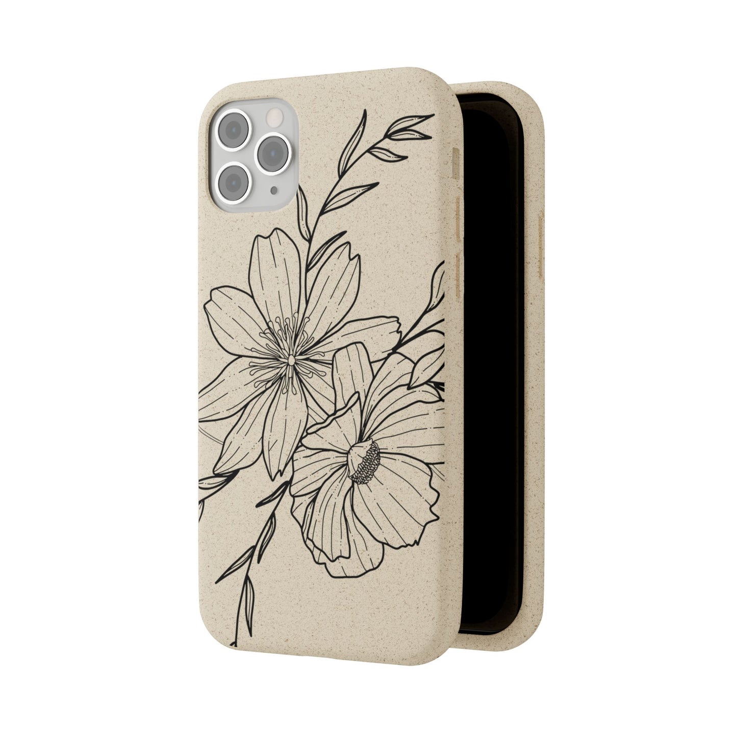 Eco-Friendly Floral Phone Case, Biodegradable Phone Cover, Sustainable Gift, Flower Design, Nature Lover, Green Product
