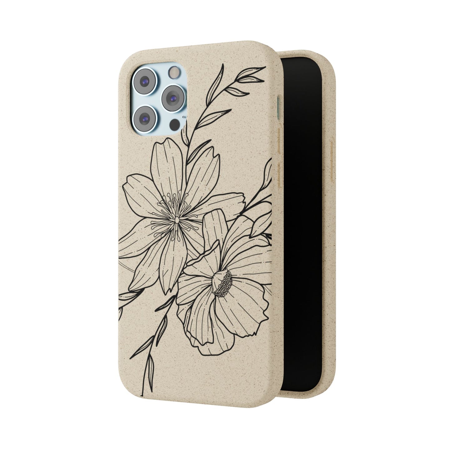 Eco-Friendly Floral Phone Case, Biodegradable Phone Cover, Sustainable Gift, Flower Design, Nature Lover, Green Product