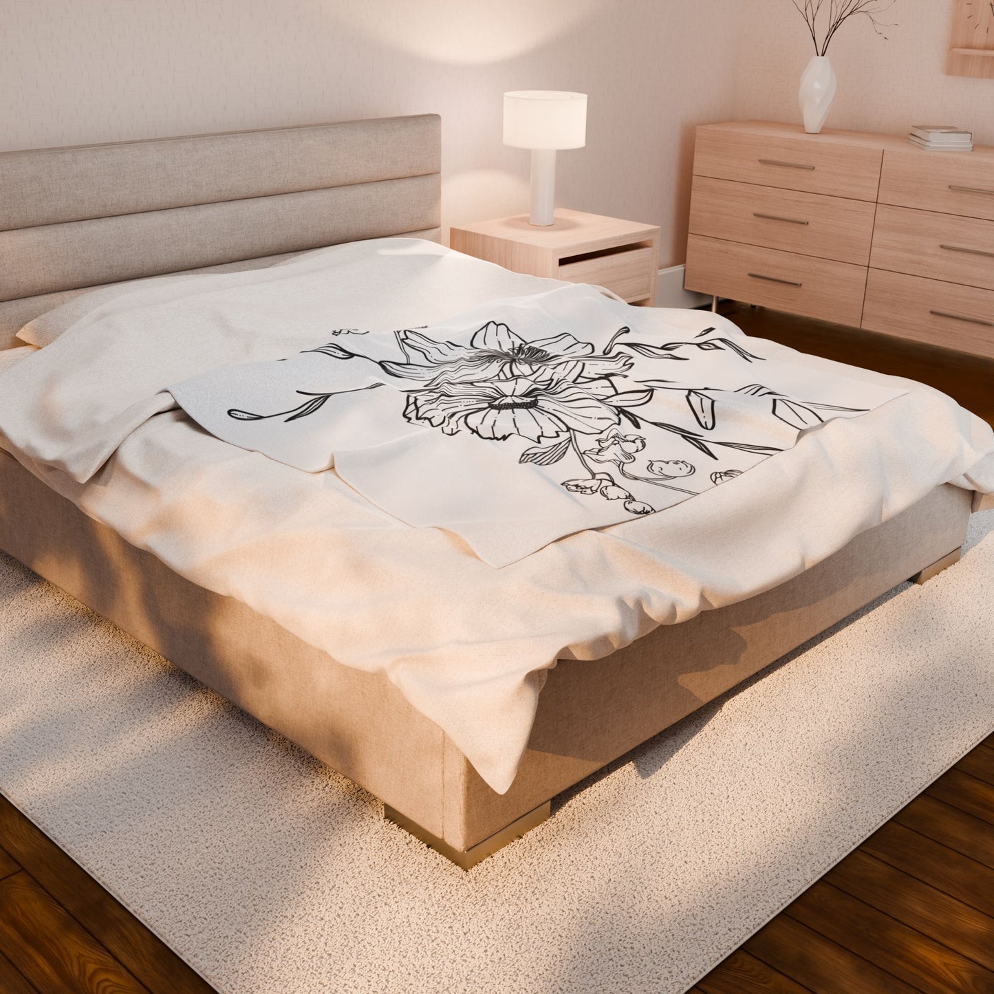 Floral Velveteen Plush Blanket