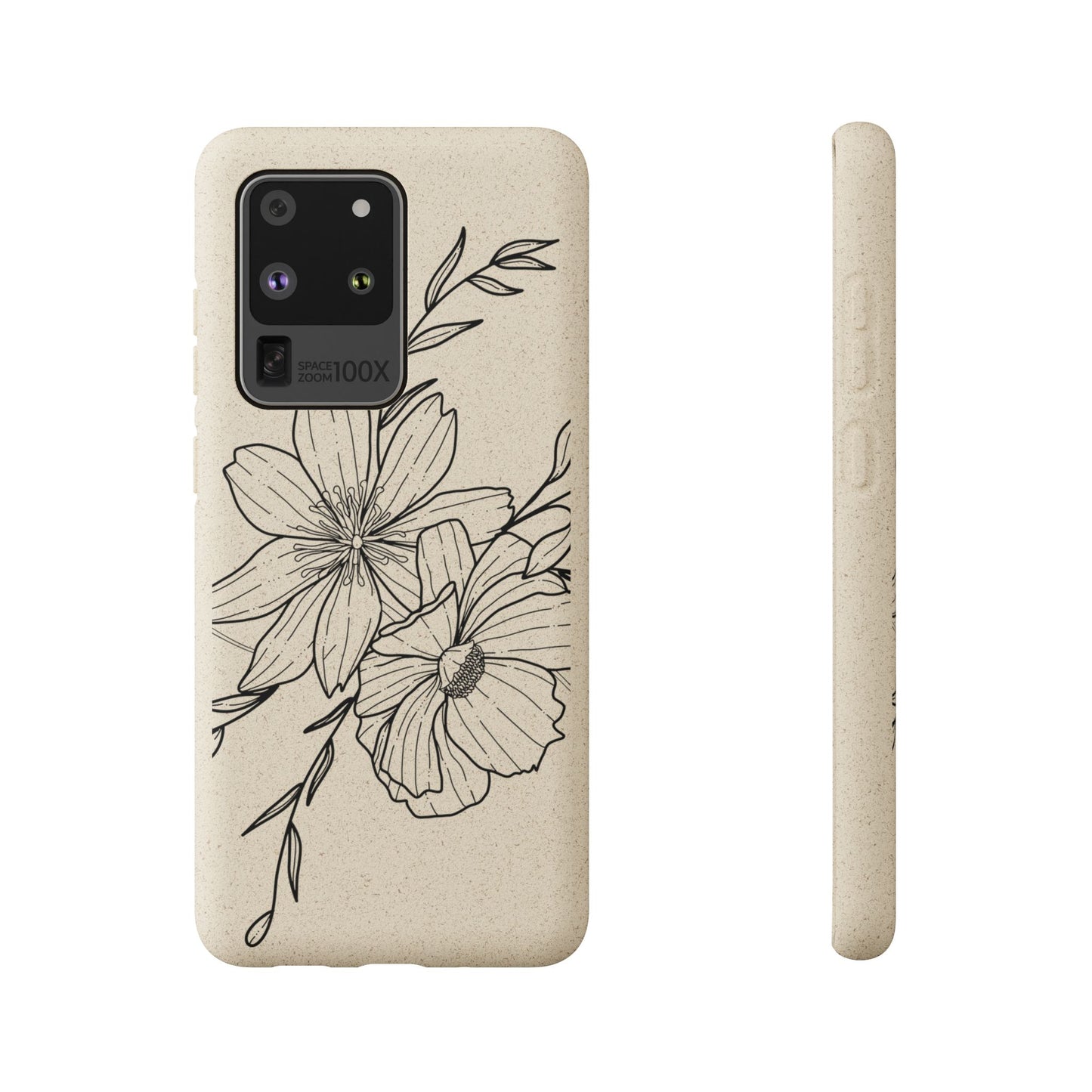 Eco-Friendly Floral Phone Case, Biodegradable Phone Cover, Sustainable Gift, Flower Design, Nature Lover, Green Product