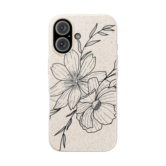 Eco-Friendly Floral Phone Case, Biodegradable Phone Cover, Sustainable Gift, Flower Design, Nature Lover, Green Product
