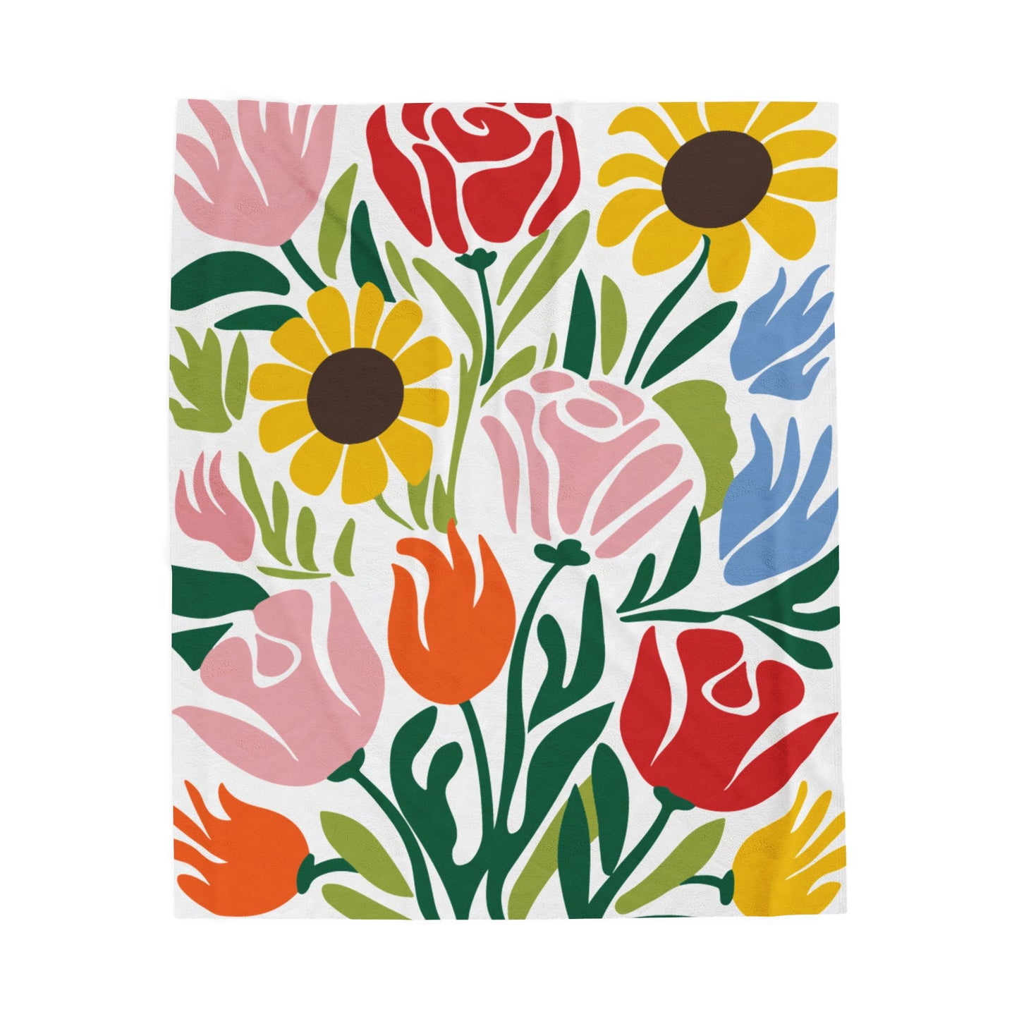 Velveteen Plush Blanket - Colorful Bright Floral