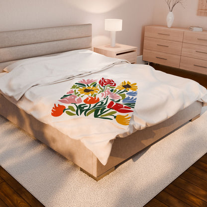 Velveteen Plush Blanket - Colorful Bright Floral