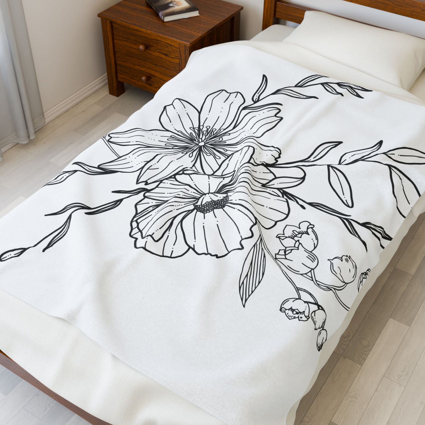 Floral Velveteen Plush Blanket
