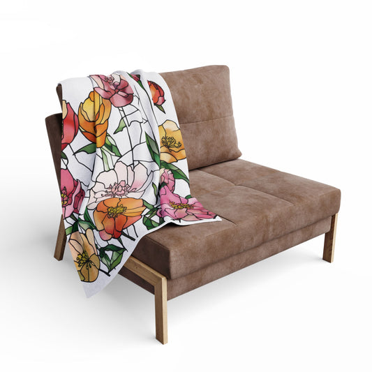 Arctic Fleece Blanket - Vibrant Floral Peony