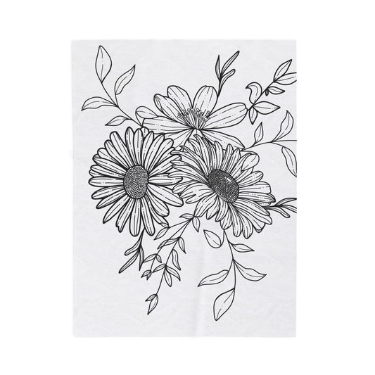 Boho Daisy Floral Velveteen Blanket